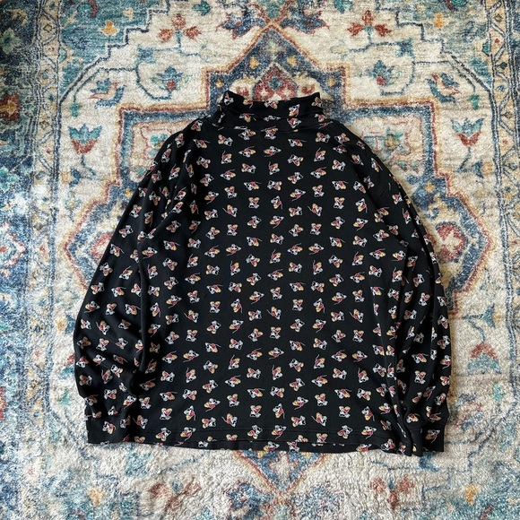Vintage Disney Mickey Mouse All Over Print Turtleneck T-shirt Medium - Picture 2 of 5